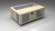 BlueCube C3 cold plunge tub beige with perforated screens with gel coated tub left front view [bc color=beige screen=screen deck=none tub=gel-coated view=fl]