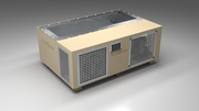 BlueCube C3 cold plunge tub beige with perforated screens left front view [bc color=beige screen=screen deck=none tub=stainless view=fl]