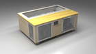 BlueCube C3 cold plunge tub beige with perforated screens with white maple deck with gel coated tub left front view [bc color=beige screen=screen deck=white-maple tub=gel-coated view=fl]