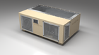 BlueCube C3 cold plunge tub beige with perforated screens right front view [bc color=beige screen=screen deck=none tub=stainless view=fr]