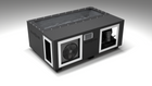 BlueCube C3 cold plunge tub black with carbon fiber tub left front view [bc color=black screen=frame deck=none tub=carbon-fiber view=fl]