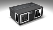 BlueCube C3 cold plunge tub black with carbon fiber tub left front view [bc color=black screen=frame deck=none tub=carbon-fiber view=fl]