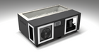 BlueCube C3 cold plunge tub black with gel coated tub left front view [bc color=black screen=frame deck=none tub=gel-coated view=fl]