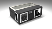 BlueCube C3 cold plunge tub black with gel coated tub left front view [bc color=black screen=frame deck=none tub=gel-coated view=fl]