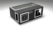 BlueCube C3 cold plunge tub black with hempcarbon tub left front view [bc color=black screen=frame deck=none tub=hempcarbon view=fl]