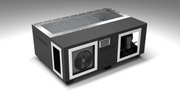 BlueCube C3 cold plunge tub black left front view [bc color=black screen=frame deck=none tub=stainless view=fl]