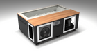 BlueCube C3 cold plunge tub black with mahogany deck with gel coated tub left front view [bc color=black screen=frame deck=mahogany tub=gel-coated view=fl]