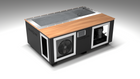 BlueCube C3 cold plunge tub black with mahogany deck left front view [bc color=black screen=frame deck=mahogany tub=stainless view=fl]