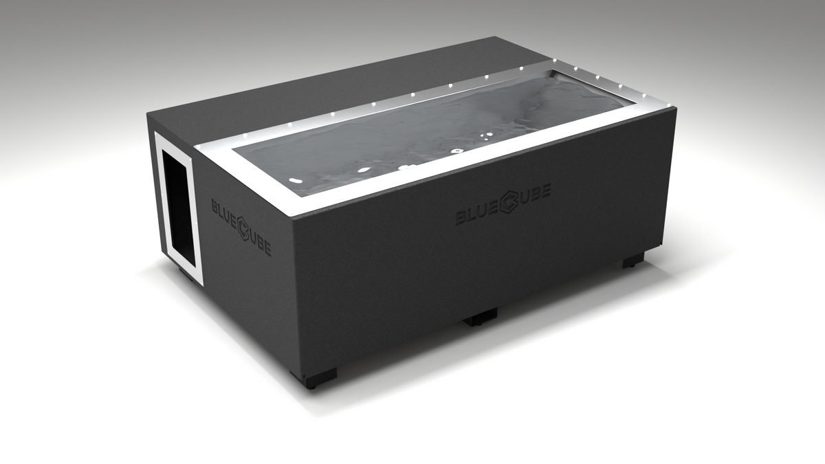 BlueCube C3 cold plunge tub black right back view [bc color=black screen=frame deck=none tub=stainless view=br]