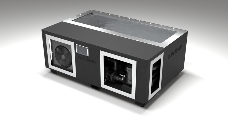 BlueCube C3 cold plunge tub black right front view [bc color=black screen=frame deck=none tub=stainless view=fr]