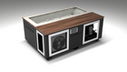 BlueCube C3 cold plunge tub black with walnut deck with gel coated tub left front view [bc color=black screen=frame deck=walnut tub=gel-coated view=fl]