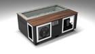 BlueCube C3 cold plunge tub black with walnut deck with hempcarbon tub left front view [bc color=black screen=frame deck=walnut tub=hempcarbon view=fl]