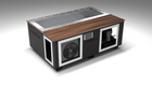 BlueCube C3 cold plunge tub black with walnut deck left front view [bc color=black screen=frame deck=walnut tub=stainless view=fl]