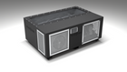 BlueCube C3 cold plunge tub black with perforated screens with carbon fiber tub left front view [bc color=black screen=screen deck=none tub=carbon-fiber view=fl]