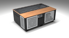 BlueCube C3 cold plunge tub black with perforated screens with mahogany deck with carbon fiber tub left front view [bc color=black screen=screen deck=mahogany tub=carbon-fiber view=fl]