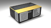 BlueCube C3 cold plunge tub black with perforated screens with white maple deck with carbon fiber tub left front view [bc color=black screen=screen deck=white-maple tub=carbon-fiber view=fl]