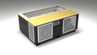 BlueCube C3 cold plunge tub black with perforated screens with white maple deck with gel coated tub left front view [bc color=black screen=screen deck=white-maple tub=gel-coated view=fl]