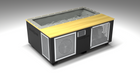 BlueCube C3 cold plunge tub black with perforated screens with white maple deck with hempcarbon tub left front view [bc color=black screen=screen deck=white-maple tub=hempcarbon view=fl]