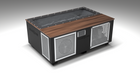 BlueCube C3 cold plunge tub black with perforated screens with walnut deck with carbon fiber tub left front view [bc color=black screen=screen deck=walnut tub=carbon-fiber view=fl]