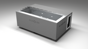 BlueCube C3 cold plunge tub grey left back view [bc color=grey screen=frame deck=none tub=stainless view=bl]