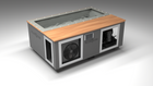BlueCube C3 cold plunge tub grey with mahogany deck with hempcarbon tub left front view [bc color=grey screen=frame deck=mahogany tub=hempcarbon view=fl]