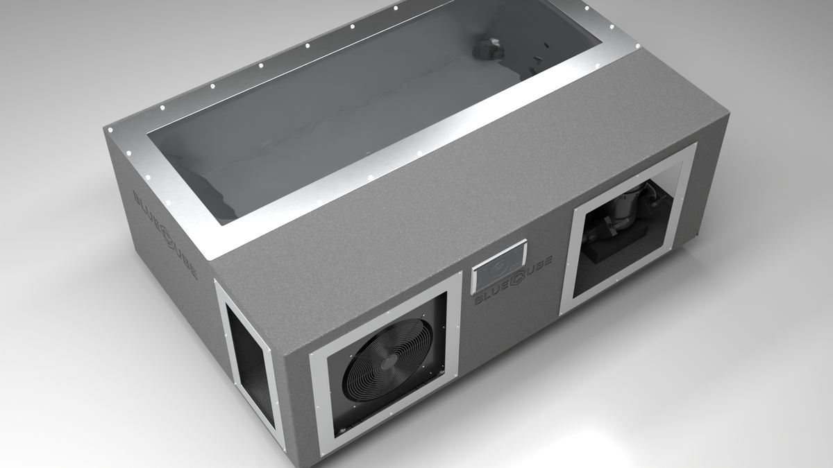 BlueCube C3 cold plunge tub grey top down view [bc color=grey screen=frame deck=none tub=stainless view=top]