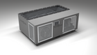 BlueCube C3 cold plunge tub grey with perforated screens with carbon fiber tub left front view [bc color=grey screen=screen deck=none tub=carbon-fiber view=fl]