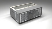 BlueCube C3 cold plunge tub grey with perforated screens with gel coated tub left front view [bc color=grey screen=screen deck=none tub=gel-coated view=fl]