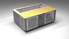 BlueCube C3 cold plunge tub grey with perforated screens with white maple deck with gel coated tub left front view [bc color=grey screen=screen deck=white-maple tub=gel-coated view=fl]