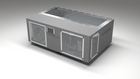 BlueCube C3 cold plunge tub grey with perforated screens right front view [bc color=grey screen=screen deck=none tub=stainless view=fr]