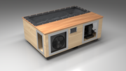BlueCube C3 cold plunge tub uncladded with mahogany deck with carbon fiber tub left front view [bc color=uncladded screen=frame deck=mahogany tub=carbon-fiber view=fl]