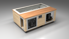 BlueCube C3 cold plunge tub uncladded with mahogany deck with gel coated tub left front view [bc color=uncladded screen=frame deck=mahogany tub=gel-coated view=fl]