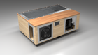 BlueCube C3 cold plunge tub uncladded with mahogany deck left front view [bc color=uncladded screen=frame deck=mahogany tub=stainless view=fl]
