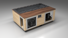 BlueCube C3 cold plunge tub uncladded with walnut deck with carbon fiber tub left front view [bc color=uncladded screen=frame deck=walnut tub=carbon-fiber view=fl]