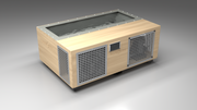 BlueCube C3 cold plunge tub uncladded with perforated screens with hempcarbon tub left front view [bc color=uncladded screen=screen deck=none tub=hempcarbon view=fl]