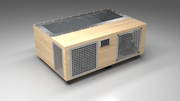 BlueCube C3 cold plunge tub uncladded with perforated screens left front view [bc color=uncladded screen=screen deck=none tub=stainless view=fl]