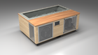 BlueCube C3 cold plunge tub uncladded with perforated screens with mahogany deck with hempcarbon tub left front view [bc color=uncladded screen=screen deck=mahogany tub=hempcarbon view=fl]