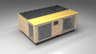BlueCube C3 cold plunge tub uncladded with perforated screens with white maple deck with carbon fiber tub left front view [bc color=uncladded screen=screen deck=white-maple tub=carbon-fiber view=fl]