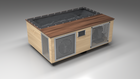 BlueCube C3 cold plunge tub uncladded with perforated screens with walnut deck with carbon fiber tub left front view [bc color=uncladded screen=screen deck=walnut tub=carbon-fiber view=fl]