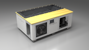 BlueCube C3 cold plunge tub white with white maple deck with carbon fiber tub left front view [bc color=white screen=frame deck=white-maple tub=carbon-fiber view=fl]