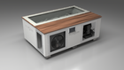 BlueCube C3 cold plunge tub white with walnut deck with hempcarbon tub left front view [bc color=white screen=frame deck=walnut tub=hempcarbon view=fl]
