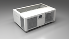 BlueCube C3 cold plunge tub white with perforated screens with gel coated tub left front view [bc color=white screen=screen deck=none tub=gel-coated view=fl]