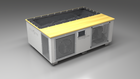BlueCube C3 cold plunge tub white with perforated screens with white maple deck with carbon fiber tub left front view [bc color=white screen=screen deck=white-maple tub=carbon-fiber view=fl]