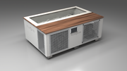BlueCube C3 cold plunge tub white with perforated screens with walnut deck with gel coated tub left front view [bc color=white screen=screen deck=walnut tub=gel-coated view=fl]