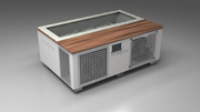 BlueCube C3 cold plunge tub white with perforated screens with walnut deck with hempcarbon tub left front view [bc color=white screen=screen deck=walnut tub=hempcarbon view=fl]