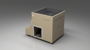 BlueCube LIMITLESS cold plunge tub beige with carbon fiber tub left back view [bc color=beige screen=frame deck=none tub=carbon-fiber view=bl]
