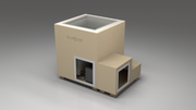 BlueCube LIMITLESS cold plunge tub beige with gel coated tub right front view [bc color=beige screen=frame deck=none tub=gel-coated view=fr]