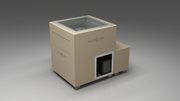 BlueCube LIMITLESS cold plunge tub beige with hempcarbon tub left front view [bc color=beige screen=frame deck=none tub=hempcarbon view=fl]