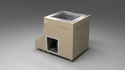 BlueCube LIMITLESS cold plunge tub beige left back view [bc color=beige screen=frame deck=none tub=stainless view=bl]