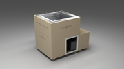 BlueCube LIMITLESS cold plunge tub beige left front view [bc color=beige screen=frame deck=none tub=stainless view=fl]